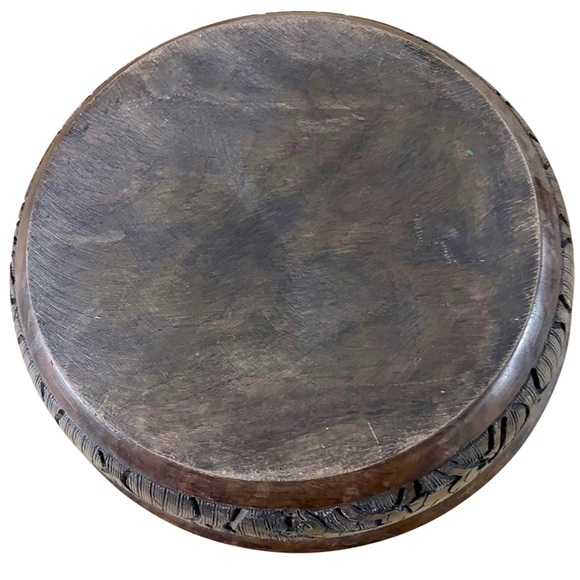 African Hand Carved Wooden Bowl Safari  Animals Decorative Dhallow Dish 10” - Picture 5 of 8